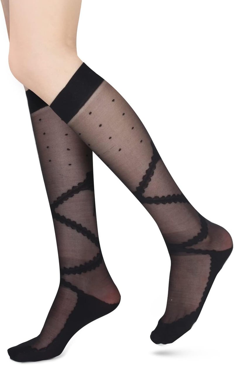 Benefeet Sox Womens Lace Knee High Socks Girls Sheer Mesh Knee High Stockings Cute Fishnet Lolita Calf Sock - Image 2